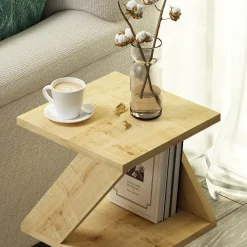 Tavolino da Salotto Marrone Rovere 2 Vani Forma Rettangolare 30x31x45h cm, Sfumatura Colore Ripiano Rovere - Acqui