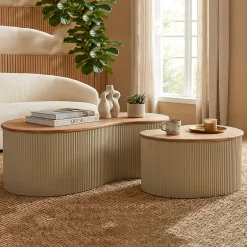 Tavolino da Salotto Marrone Rovere Bianco 3 Vani Forma Rettangolare 120x60x53h cm, Colore Ripiano Marrone - Karaseso