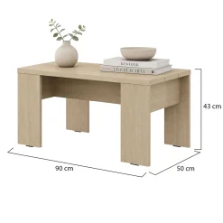 Tavolino da Salotto Marrone Rovere Forma Rettangolare Materiale Piano in Legno Nobilitato 119x60x40h cm, Colore Ripiano Marrone - Turate