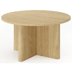 Tavolino da Salotto Marrone Rovere Forma Rotondo Colore Ripiano Trasparente 75x75x35h cm, Sfumatura Colore Struttura Rovere - Cugnoli