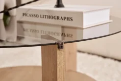 Tavolino da Salotto Marrone Rovere Forma Rotondo Materiale Piano in Legno 100x100x46h cm, Colore Ripiano Marrone - Chiavenna
