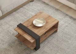 Tavolino da Salotto Marrone Rovere Nero Antracite un Vano Forma Rettangolare 80x55x35h cm, Colore Ripiano Marrone - Cigliano