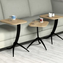 Tavolino da Salotto Marrone Rovere Nero Modulabile 3 Vani 70x70x38h cm, Forma Rotondo - Gignese