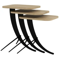 Tavolino da Salotto Marrone Rovere Nero Modulabile 3 Vani 70x70x38h cm, Forma Rotondo - Gignese