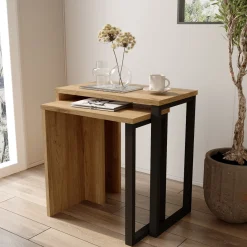 Tavolino da Salotto Marrone Rovere Nero Modulabile un Vano 80x50x32h cm, Forma Rettangolare - Paspardo