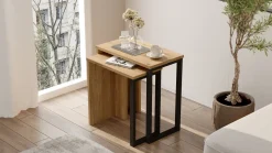Tavolino da Salotto Marrone Rovere Nero Modulabile un Vano 80x50x32h cm, Forma Rettangolare - Paspardo