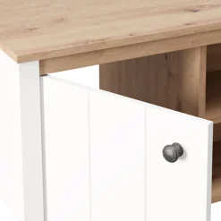 Tavolino da Salotto Marrone Rovere Nodi Bianco Opaco con Piedini 3 Vani 101x55x53h cm, Forma Rettangolare - Rivod