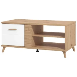 Tavolino da Salotto Marrone Rovere Nodi Cassetti con Piedini 50x100x43h cm, 3 Vani - Fairbury