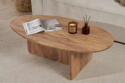 Tavolino da Salotto Marrone Rovere Nodi Forma Ovale Materiale Piano in Legno Nobilitato 130x65x40h cm, Colore Ripiano Marrone - Dozza