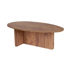 Tavolino da Salotto Marrone Rovere Nodi Forma Ovale Materiale Piano in Legno Nobilitato 130x65x40h cm, Colore Ripiano Marrone - Dozza