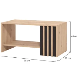 Tavolino da Salotto Marrone Rovere Nodi con Piedini un Vano 90x49.5x45.5h cm, Forma Rettangolare - Formia