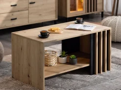 Tavolino da Salotto Marrone Rovere Nodi con Piedini un Vano 90x49.5x45.5h cm, Forma Rettangolare - Formia