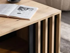 Tavolino da Salotto Marrone Rovere Nodi con Piedini un Vano 90x49.5x45.5h cm, Forma Rettangolare - Formia