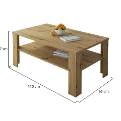 Tavolino da Salotto Marrone Rovere Nodi un Vano Forma Rettangolare 110x65x47h cm, Sfumatura Colore Ripiano Rovere Nodi - Rora