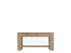 Tavolino da Salotto Marrone Rovere Piano in Vetro Temperato Forma Ovale 112x78x47h cm, Materiale Struttura in Vetro - Sommo