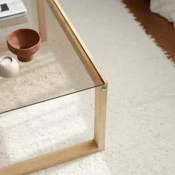 Tavolino da Salotto Marrone Rovere Portariviste Forma Rotonda 75x75x35h cm, Materiale Struttura in Vetro - Bagolino
