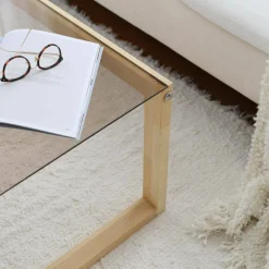 Tavolino da Salotto Marrone Rovere Portariviste Forma Rotonda 75x75x35h cm, Materiale Struttura in Vetro - Bagolino