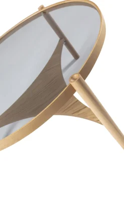Tavolino da Salotto Marrone Rovere un Vano Piano in Vetro Temperato 100x100x48h cm, Forma Rotondo - Olzai