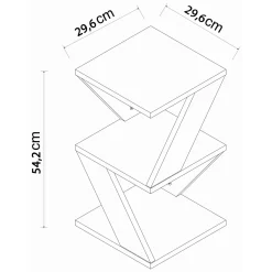 Tavolino da Salotto Nero Antracite 2 Vani Forma Rettangolare 30x30x54h cm, Materiale Piano in Legno Nobilitato - Serino