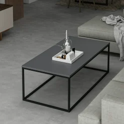Tavolino da Salotto Nero Antracite Peso Massimo Supportato 10 kg Forma Rettangolare 105x65x40h cm, Sfumatura Colore Struttura Antracite - Azriel