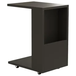 Tavolino da Salotto Nero Antracite con Ruote un Vano 30x40x50h cm, Forma Rettangolare - Vazzola