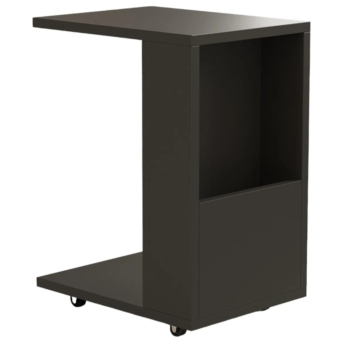 Tavolino da Salotto Nero Antracite con Ruote un Vano 30x40x50h cm, Forma Rettangolare - Vazzola
