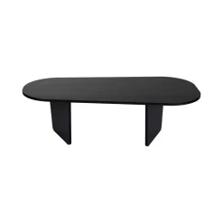 Tavolino da Salotto Nero Forma Ovale Materiale Piano in Legno Nobilitato 130x65x40h cm, Colore Ripiano Nero - Dozza