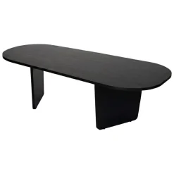 Tavolino da Salotto Nero Forma Ovale Materiale Piano in Legno Nobilitato 130x65x40h cm, Colore Ripiano Nero - Dozza