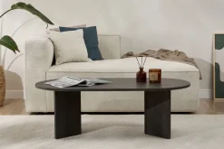 Tavolino da Salotto Nero Forma Rettangolare Materiale Piano in Legno Nobilitato 119x60x40h cm, Colore Ripiano Nero - Turate