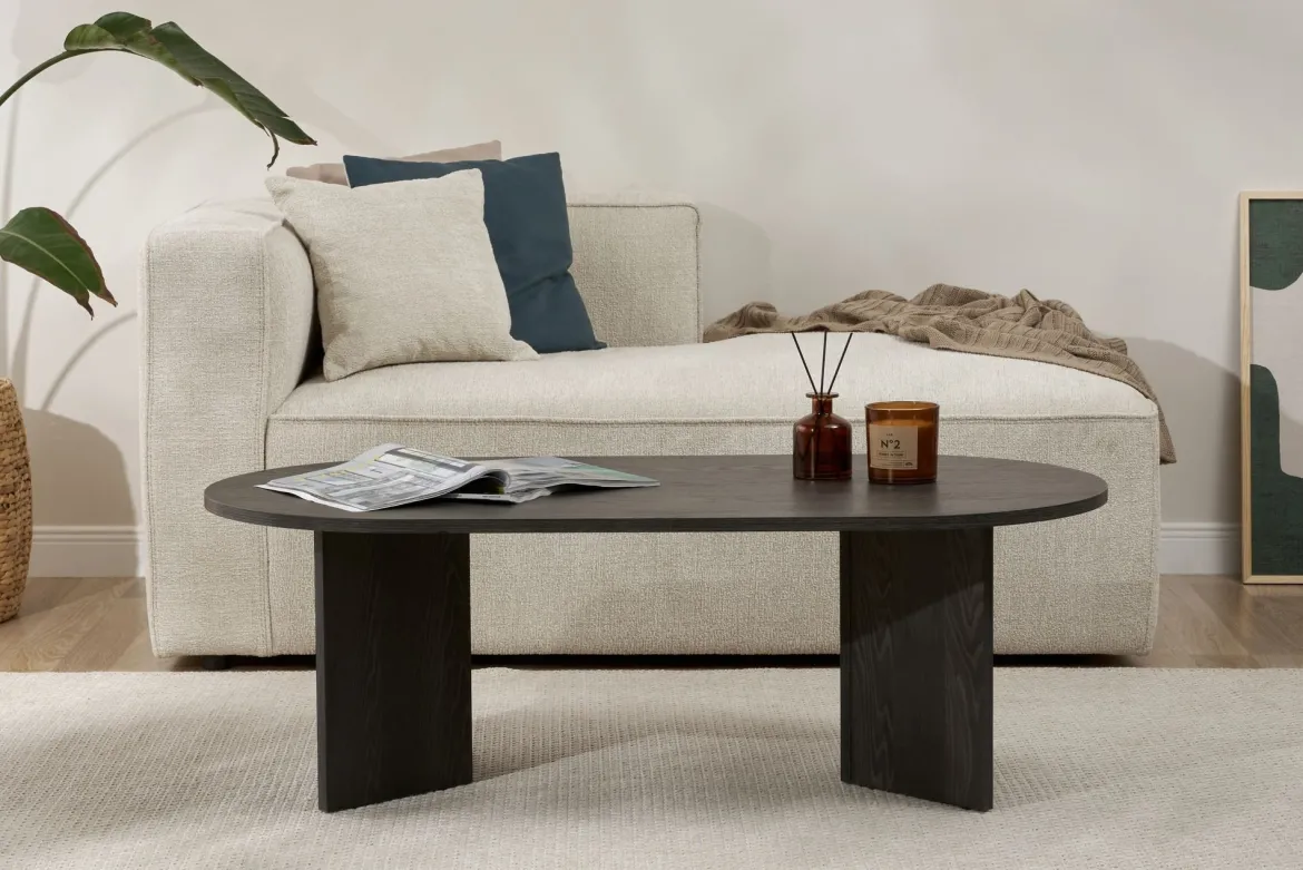 Tavolino da Salotto Nero Forma Rettangolare Materiale Piano in Legno Nobilitato 119x60x40h cm, Colore Ripiano Nero - Turate