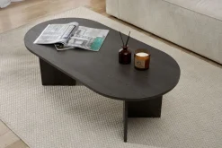 Tavolino da Salotto Nero Forma Rettangolare Materiale Piano in Legno Nobilitato 119x60x40h cm, Colore Ripiano Nero - Turate