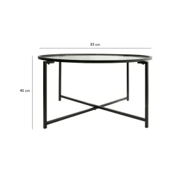 Tavolino da Salotto Nero Forma Rettangolare Materiale Piano in Vetro 83x82x40h cm, Colore Ripiano Trasparente - Ecaterina