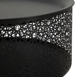 Tavolino da Salotto Nero oro Contenitore un Vano 40x40x50h cm, Forma Rotondo - Swakom