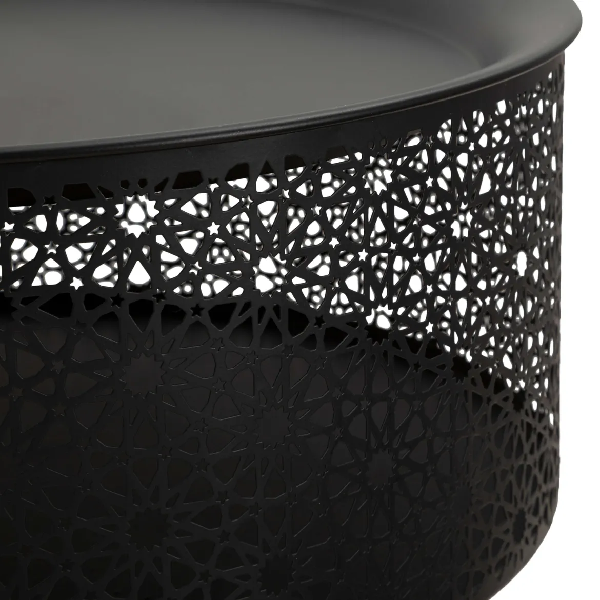 Tavolino da Salotto Nero oro Contenitore un Vano 40x40x50h cm, Forma Rotondo - Swakom