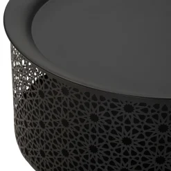 Tavolino da Salotto Nero oro Contenitore un Vano 40x40x50h cm, Forma Rotondo - Swakom