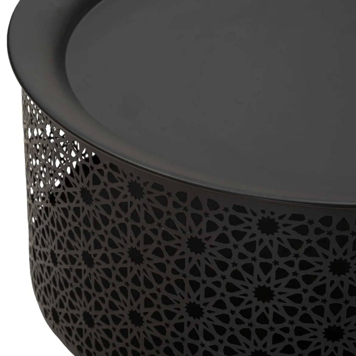 Tavolino da Salotto Nero oro Contenitore un Vano 40x40x50h cm, Forma Rotondo - Swakom