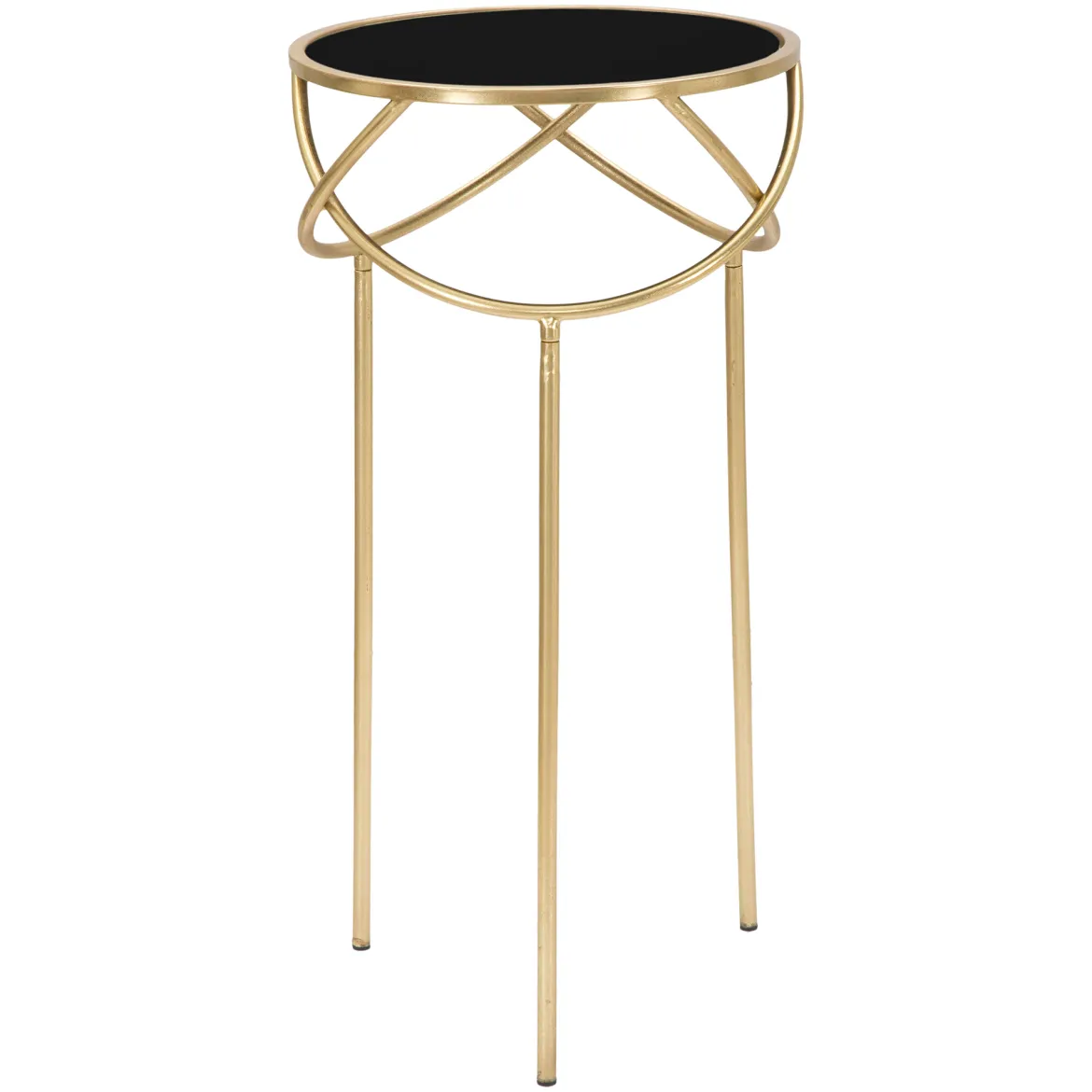 Tavolino da Salotto Nero oro Portatelefono Forma Rotondo 40x40x80h cm, Colore Ripiano Nero - Uspall