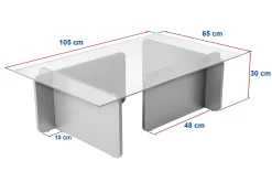 Tavolino da Salotto Nero Portariviste Forma Rettangolare 105x65x30h cm, Materiale Piano in Vetro - Kallias