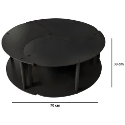 Tavolino da Salotto Nero set 3 Pezzi 3 Vani 70x70x38h cm, Forma Rotondo - Gignese