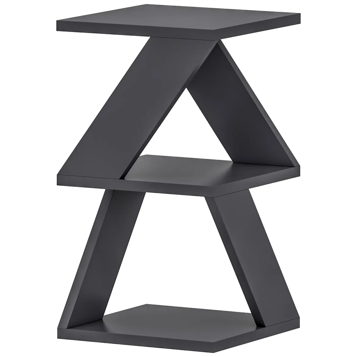 Tavolino da Salotto Nero 2 Vani Forma Quadrato 30x30x50h cm, Materiale Piano in Legno Nobilitato - Rubiana