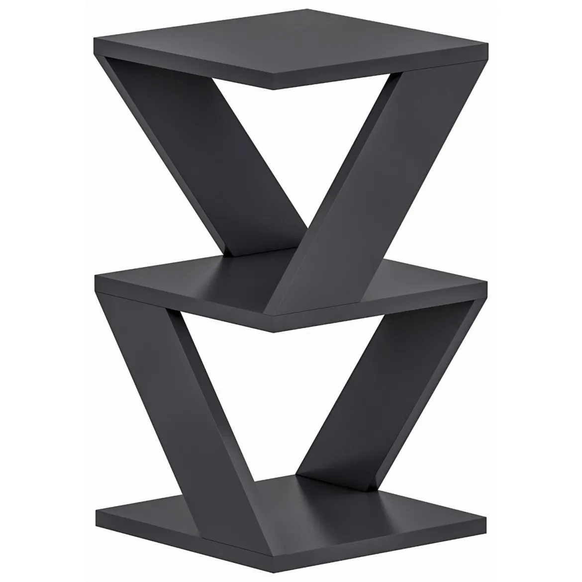 Tavolino da Salotto Nero 2 Vani Forma Quadrato 30x30x50h cm, Materiale Piano in Legno Nobilitato - Rubiana