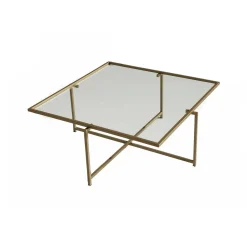 Tavolino da Salotto oro Cassetti Resistente All'appannamento 85x85x35h cm, Vani - Mascate