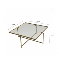 Tavolino da Salotto oro Cassetti Resistente All'appannamento 85x85x35h cm, Vani - Mascate