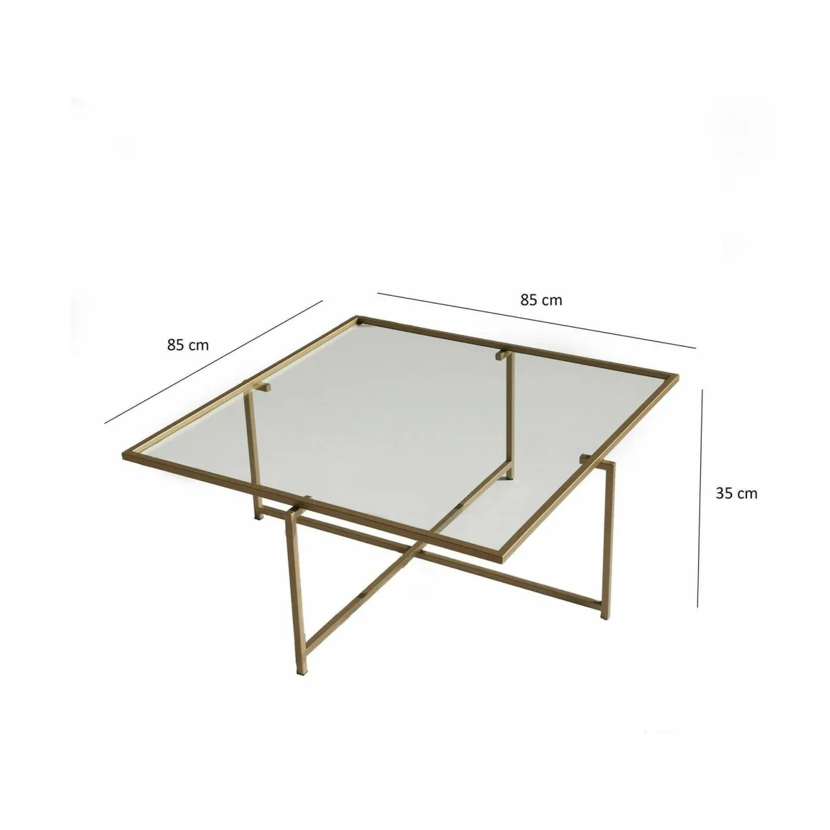 Tavolino da Salotto oro Cassetti Resistente All'appannamento 85x85x35h cm, Vani - Mascate
