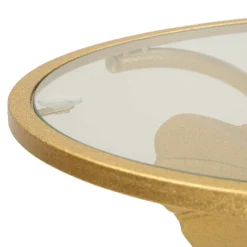 Tavolino da Salotto oro Trasparente Forma Rotondo Colore Ripiano Trasparente 40x40x78h cm, Materiale Struttura in Vetro - Danesami