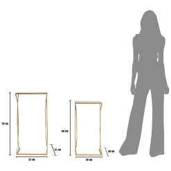 Tavolino da Salotto oro Trasparente set da 2 Modulabili Forma Quadrato 35x35x70h cm, Colore Ripiano Trasparente - Gane