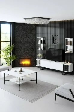 Tavolino da salotto quadrato marmo 90x90x35h cm - Jesinia