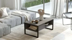 Tavolino da salotto rettangolare argento e antracite 90x60x31h cm - Ay