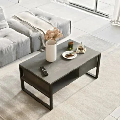 Tavolino da salotto rettangolare argento e antracite 90x60x31h cm - Ay