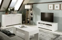 Tavolino da salotto rettangolare bianco lucido 100x55x42h cm facile da pulire - Aboronzi